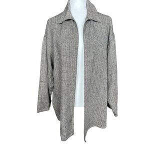 Tin Lizzie Womens Woven 100% Linen Open Jacket Large Lagenlook Arsty Minimalist